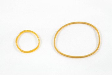 Rubber band on white background