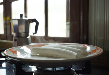 Tradicional Tapioca with Coffe Background