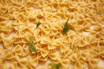 farfalle at the tissue linen background