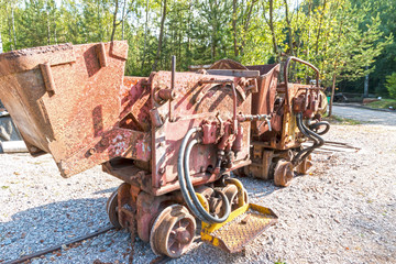 Old Mine Machines, rail excavator in forrest, Czech Republic