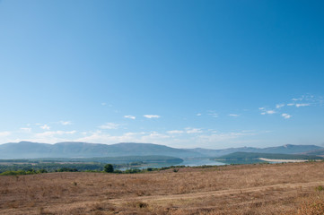 Fototapeta na wymiar Chernorechensk reservoir at Baidarsky valley, south of Crimea