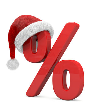 simbolo percentuale con cappello di Babbo Natale