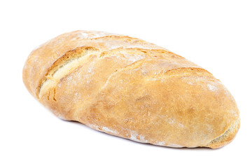 Loaf of bread on white background.