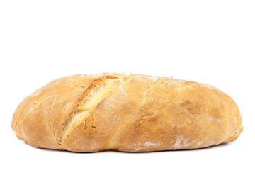 Loaf of bread on white background.