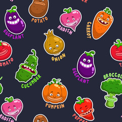 Seamless pattern with vegetable characters