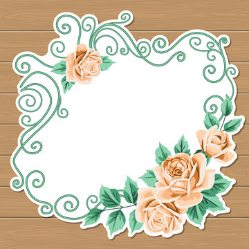 Wood background with roses