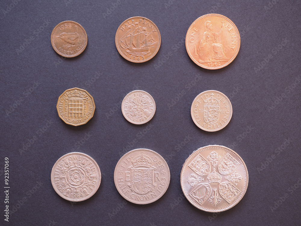 Wall mural Predecimal GBP coins