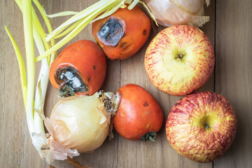 fruit and vegetable top view still life