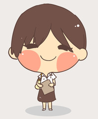 cute girl school uniform.white background vector