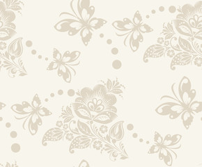 Fototapeta premium Vector Floral vintage rustic seamless pattern