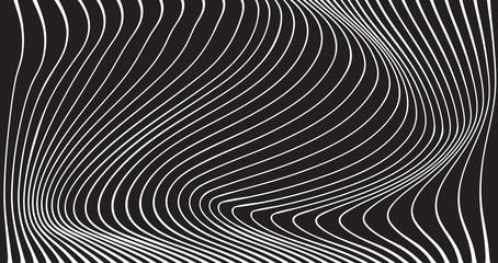 black and white mobious wave stripe optical design