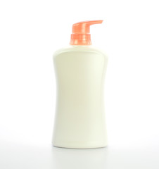 white plastic bottle on white background