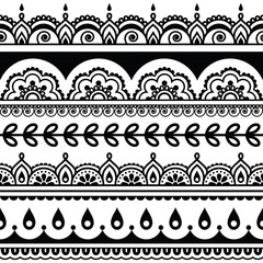 
Indian seamless pattern, design elements - Mehndi tattoo style
 