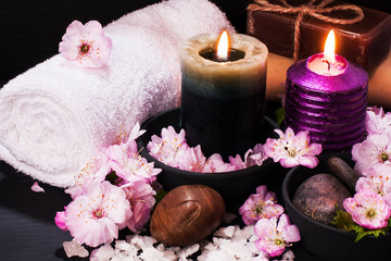 Spa concept with flowers of almond