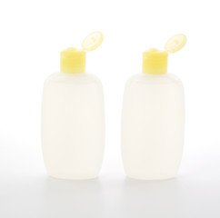 white plastic bottle on white background