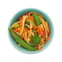Sesame seasoned noodles with vegetables in bowl