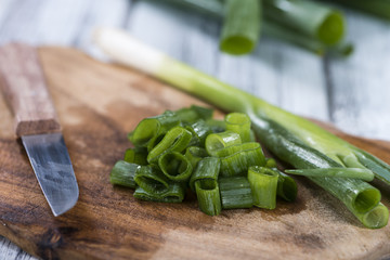 Portion of fresh Scallions