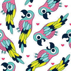 seamless colorful parrot pattern vector illustration