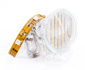 LED light bulbs on white