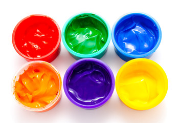 Children finger paint isolated