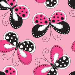 seamless pink butterfly pattern vector illustration