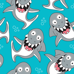 Obraz premium seamless shark pattern vector illustration