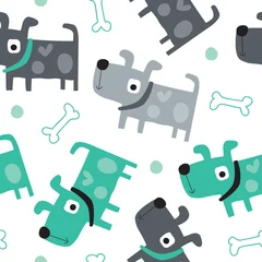 Printed roller blinds Dogs seamless dog pattern vector illustration