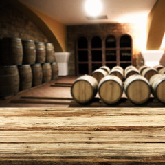 table of free space and background of barrels 