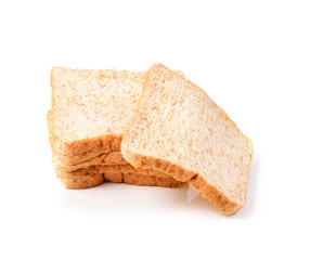 slice of whole wheat toast bread isolated on white Background