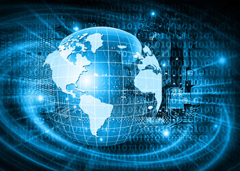 Fototapeta na wymiar Best Internet Concept of global business. Globe, glowing lines