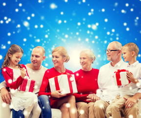 smiling family with gifts