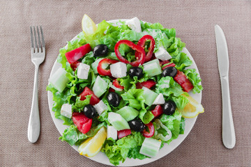 Greek vegetable salad on a plate