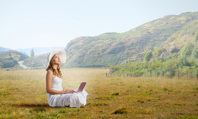 Lady using laptop