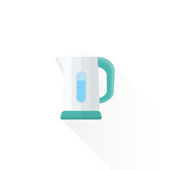 vector flat style white electric kettle illustration.