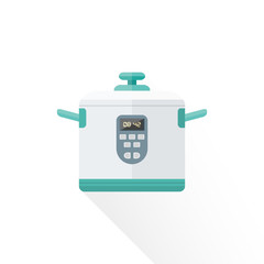 vector flat style white kitchen multicooker illustration.