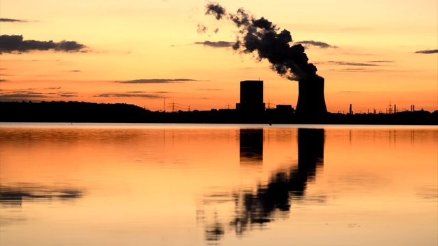 Timelapse Power Plant in the Evening