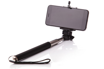 Smart phone on a selfie stick