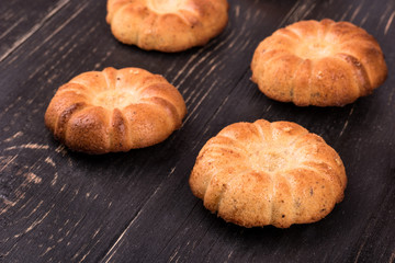 Basket full of fresh pears isolated on white background