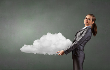 Woman hold cloud