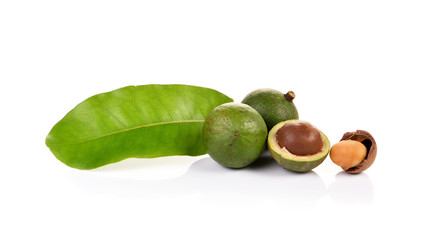 macadamia nuts on white background