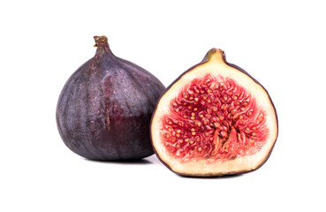 Fresh figs with half cut isolated on white background