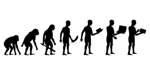 Evolution of Man and Technology silhouettes