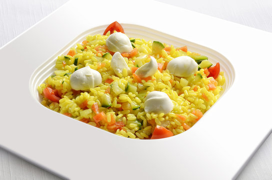Saffron Rice with Vegetables and Mozzarella