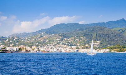 Landscape of Ischia island. Mediterranean sea