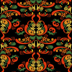 Repeatable Khokhloma Stylized Background