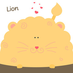 Cute lion vector. Funny hand drawn lion illustration.
