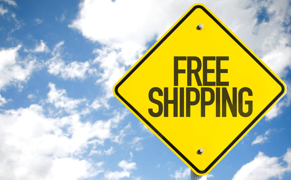 Free Shipping sign with sky background