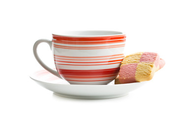 coffee mug and colored butter biscuits