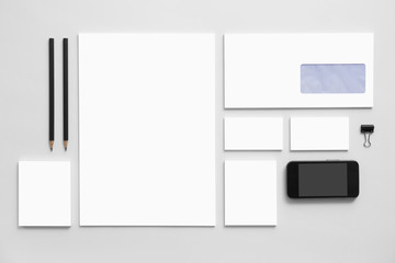 Mock-up business branding template on gray background.