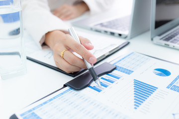 business woman working at office. accounting